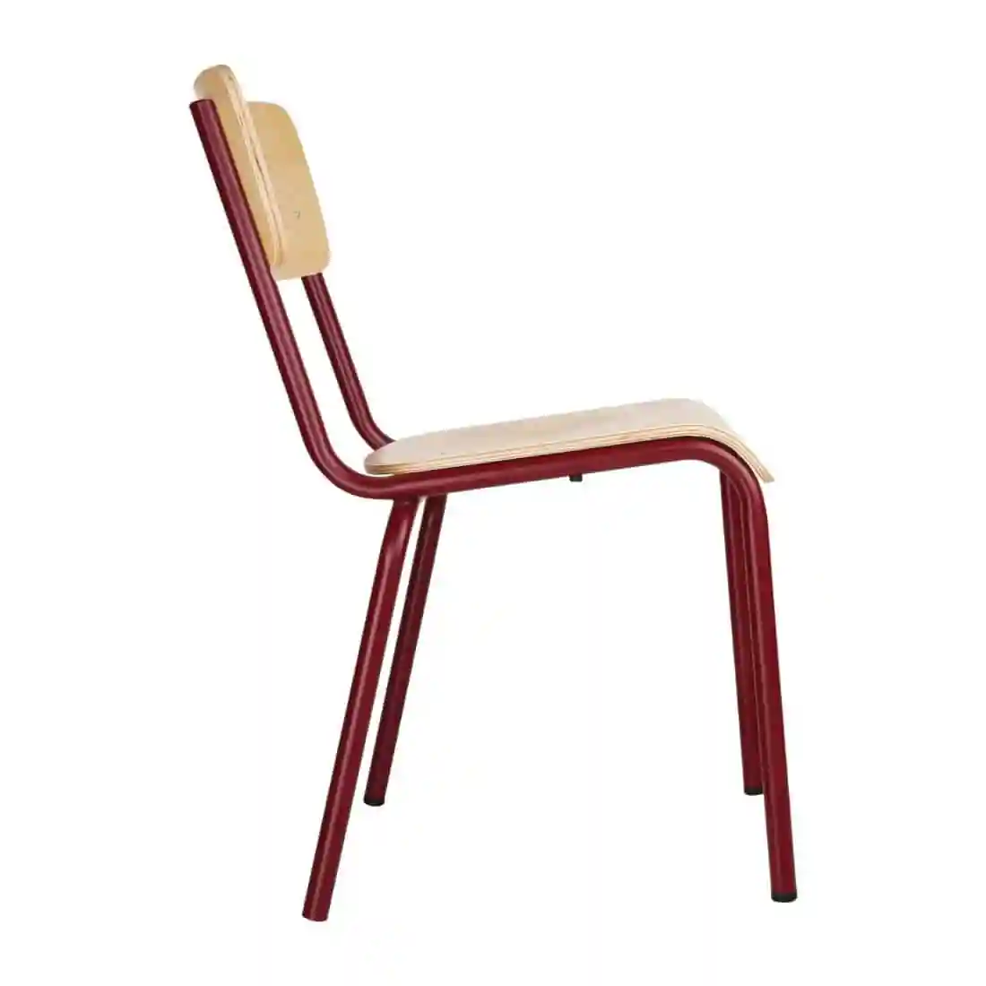 Bolero Cantina Side Chairs with Wooden Seat Pad and Backrest Wine Red (Pack of 4) - Image 2