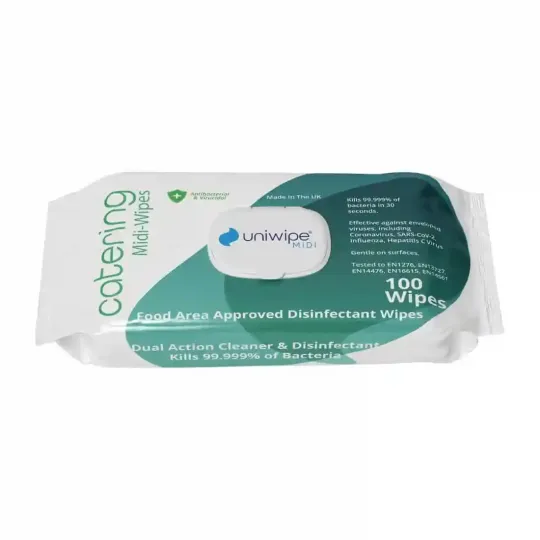 Uniwipe Catering Sanitising Midi-Wipes (Pack 100)