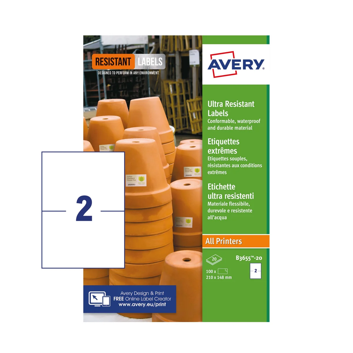 Avery Ultra Resistant Labels 148x210mm (Pack of 40) B3655-20 - Image 2