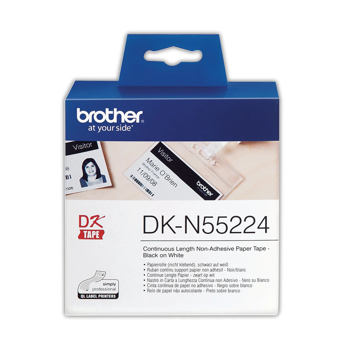 Brother Continuous Non-Adhesive Paper Roll Black on White 54mm DKN55224 - Image 2