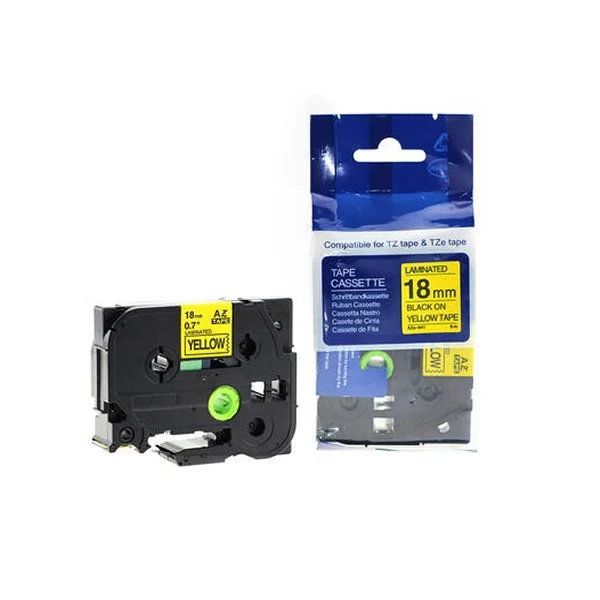 Brother P-Touch TZe Lam Tape Cassette 18mm x 8m Black on Yellow Tape TZE641 - Image 2