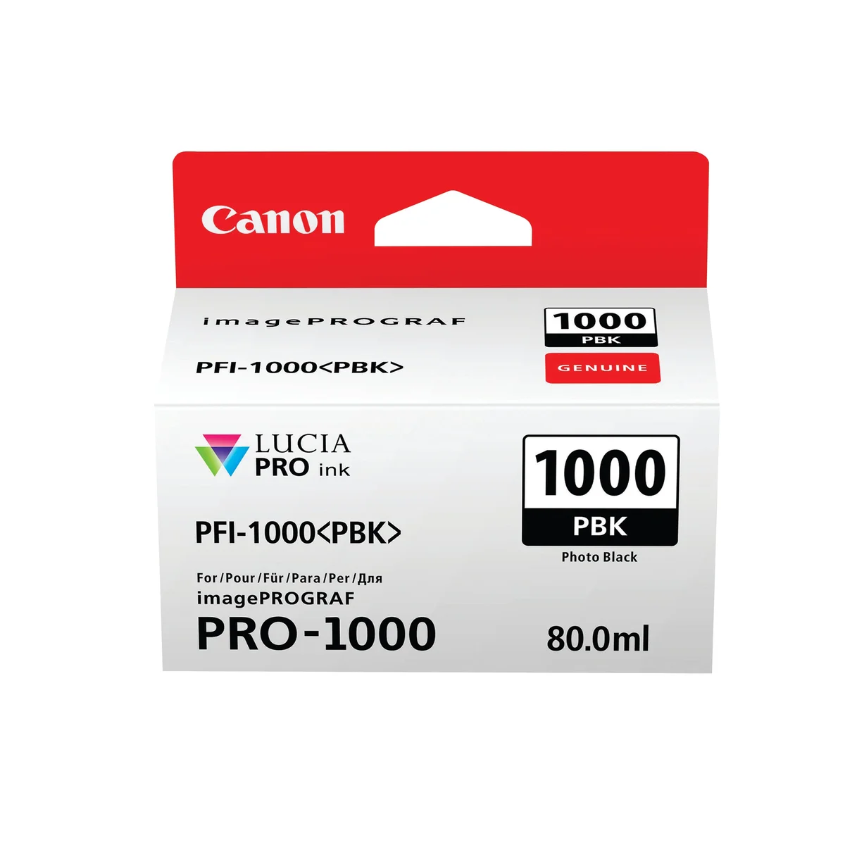 Canon PFI-1000PBK Ink Cartridge Photo Black 0546C001 - Image 1