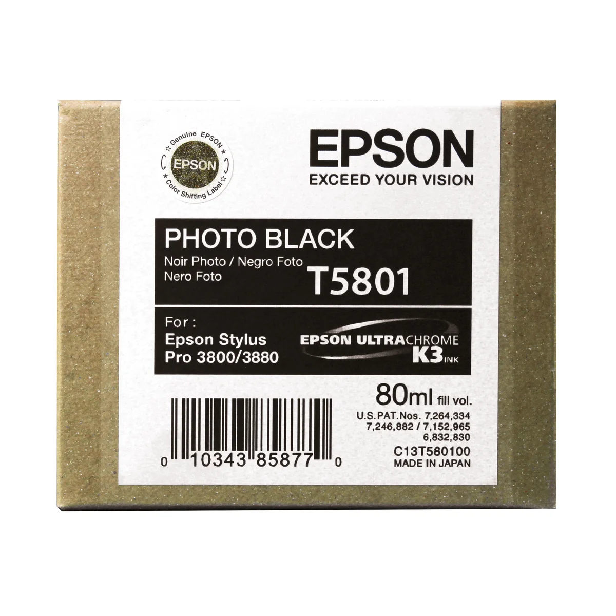 Epson T5801 Ink Cartridge Photo Black C13T580100 - Image 1
