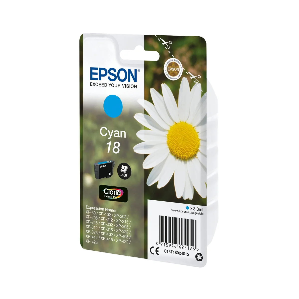 Epson 18 Daisy Claria Home Ink Cartridge Cyan C13T18024012 - Image 2