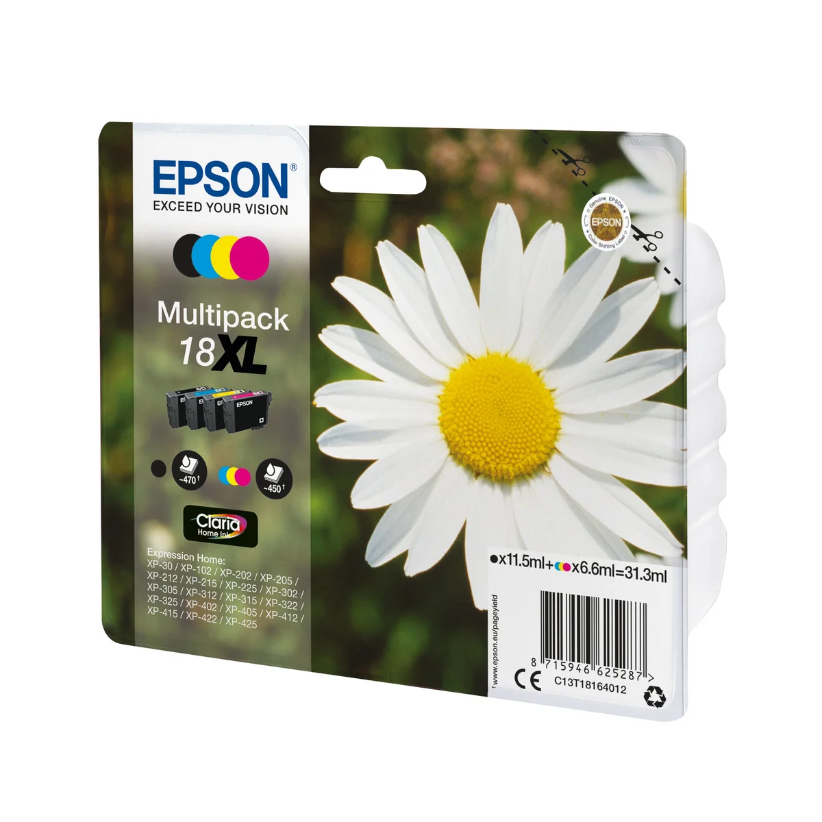 Epson 18XL Daisy Claria Home Ink Cartridge High Yield CMYK Multipack C13T18164012 - Image 2