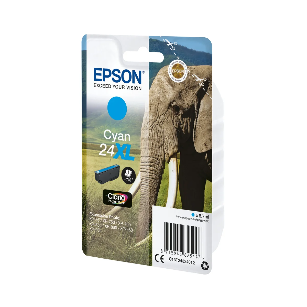 Epson 24XL Elephant Claria Photo HD Ink Cartridge High Yield Cyan C13T24324012 - Image 2