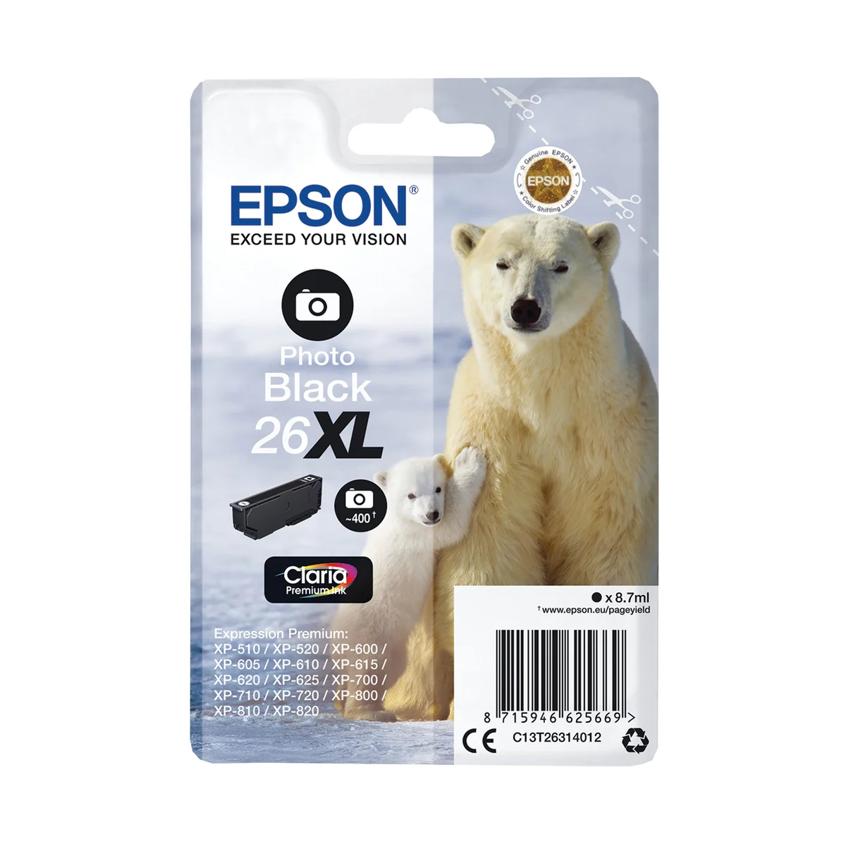 Epson 26XL Polar Bear Ink Cartridge High Yield Photo Black C13T26314012 - Image 1