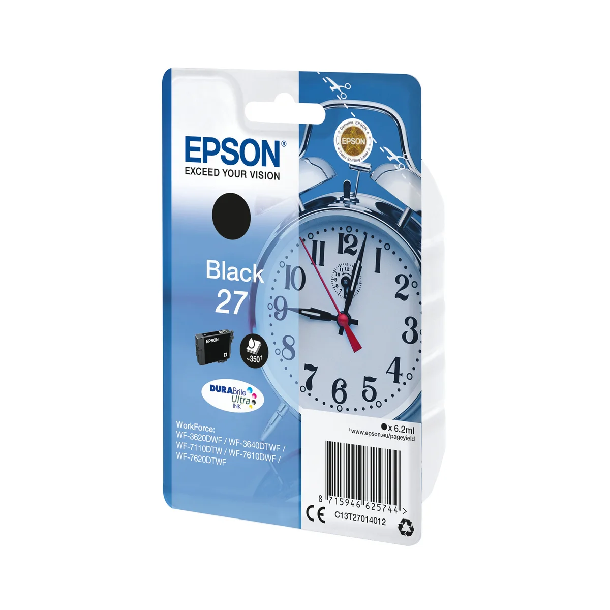 Epson 27 Alarm Clock DURABrite Ultra Ink Cartridge Black C13T27014012 - Image 2