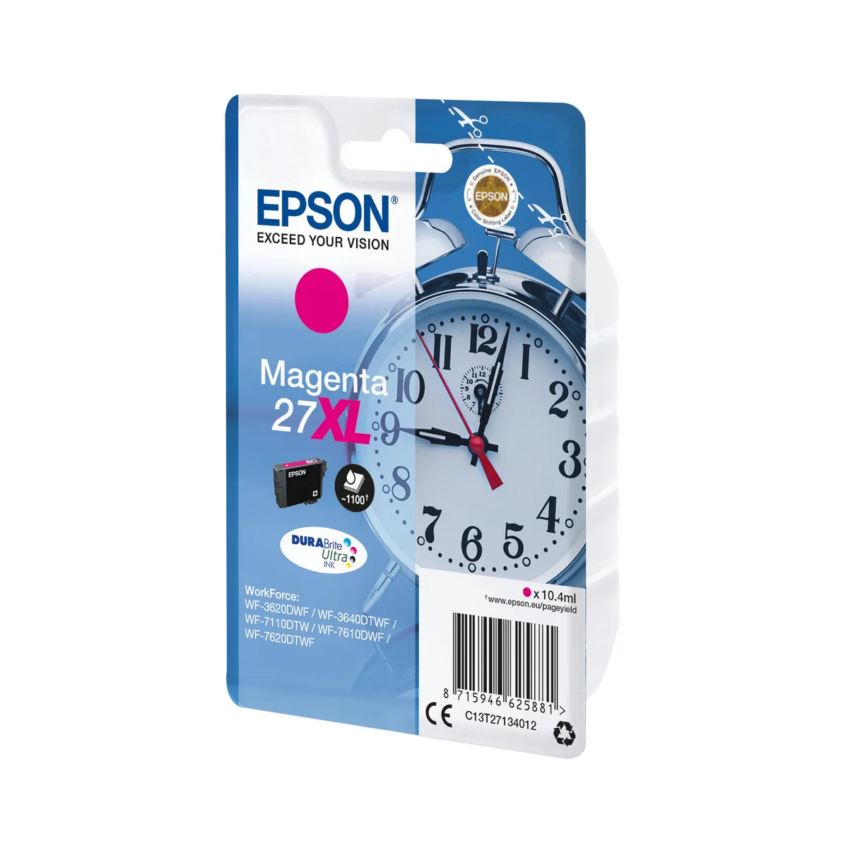 Epson 27XL Alarm Clock DURABrite Ultra Ink Cartridge High Yield Magenta C13T27134012 - Image 2
