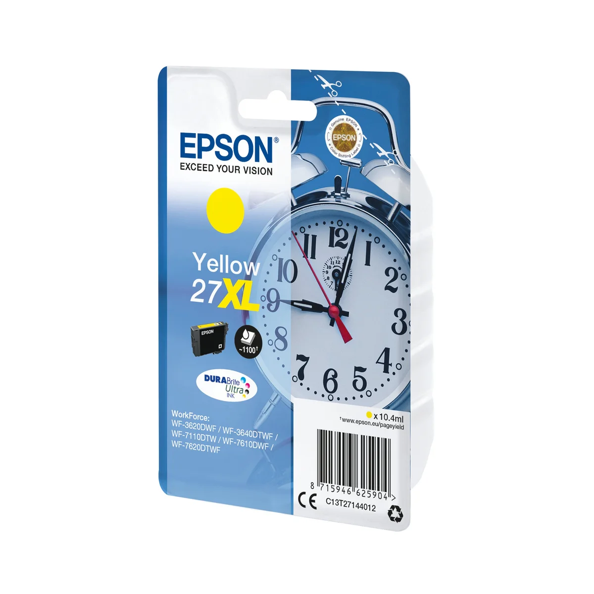 Epson 27XL Alarm Clock DURABrite Ultra Ink Cartridge High Yield Yellow C13T27144012 - Image 2