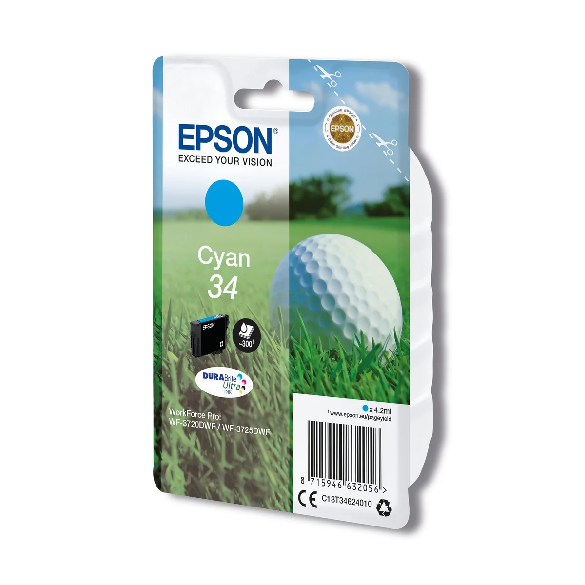 Epson 34 Golf Ball DURABrite Ultra Ink Cartridge Cyan C13T34624010 - Image 2