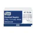 Tork Cocktail Napkins 2-Ply White (Pack of 200) 477534 - Image 1