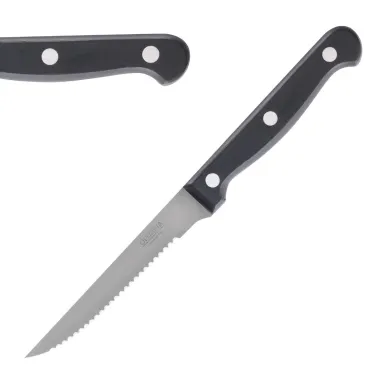 Olympia Serrated Steak Knives Black Handle 115mm