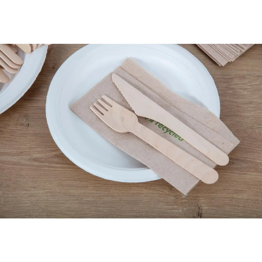 Fiesta Compostable Disposable Wooden Forks (Pack of 100) - Image 2