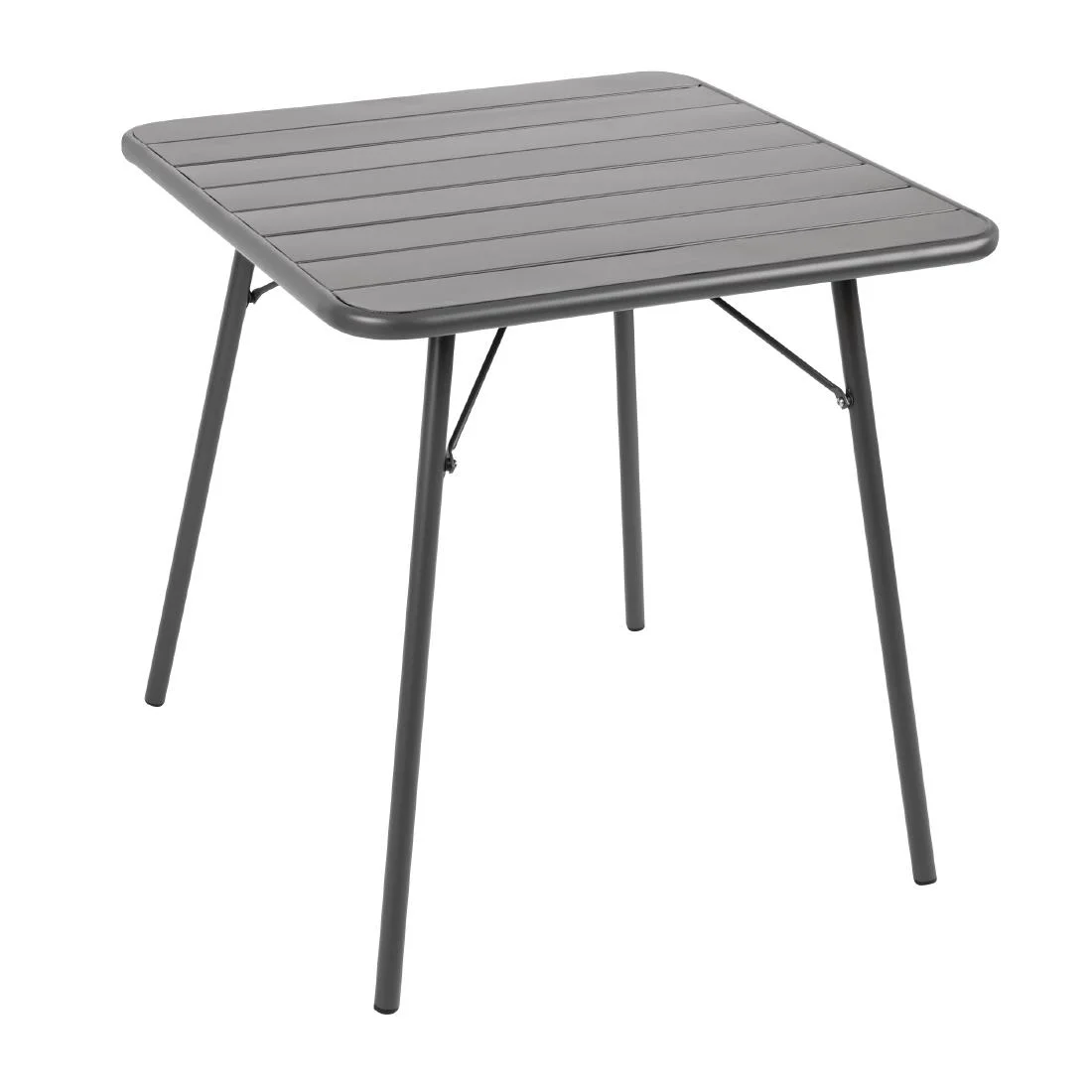 Bolero Slatted Square Steel Table Grey 700mm - Image 1
