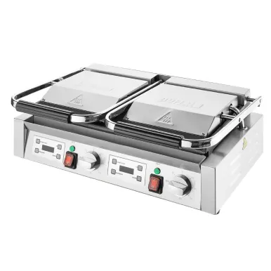 Buffalo Double Contact Grill Flat Base Ribbed Top Plate