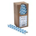 Beaumont Blue & White Striped Bore Paper Straw 8 Inch 6mm (Pack 250) - Image 1