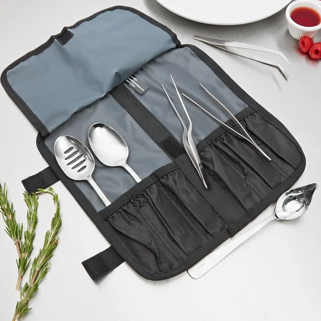 Mercer Culinary 7 Piece Chef Plating Kit with Storage Roll - Image 2