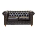 Chesterfield Leather Two-Seater Sofa Antique Brown - Image 1