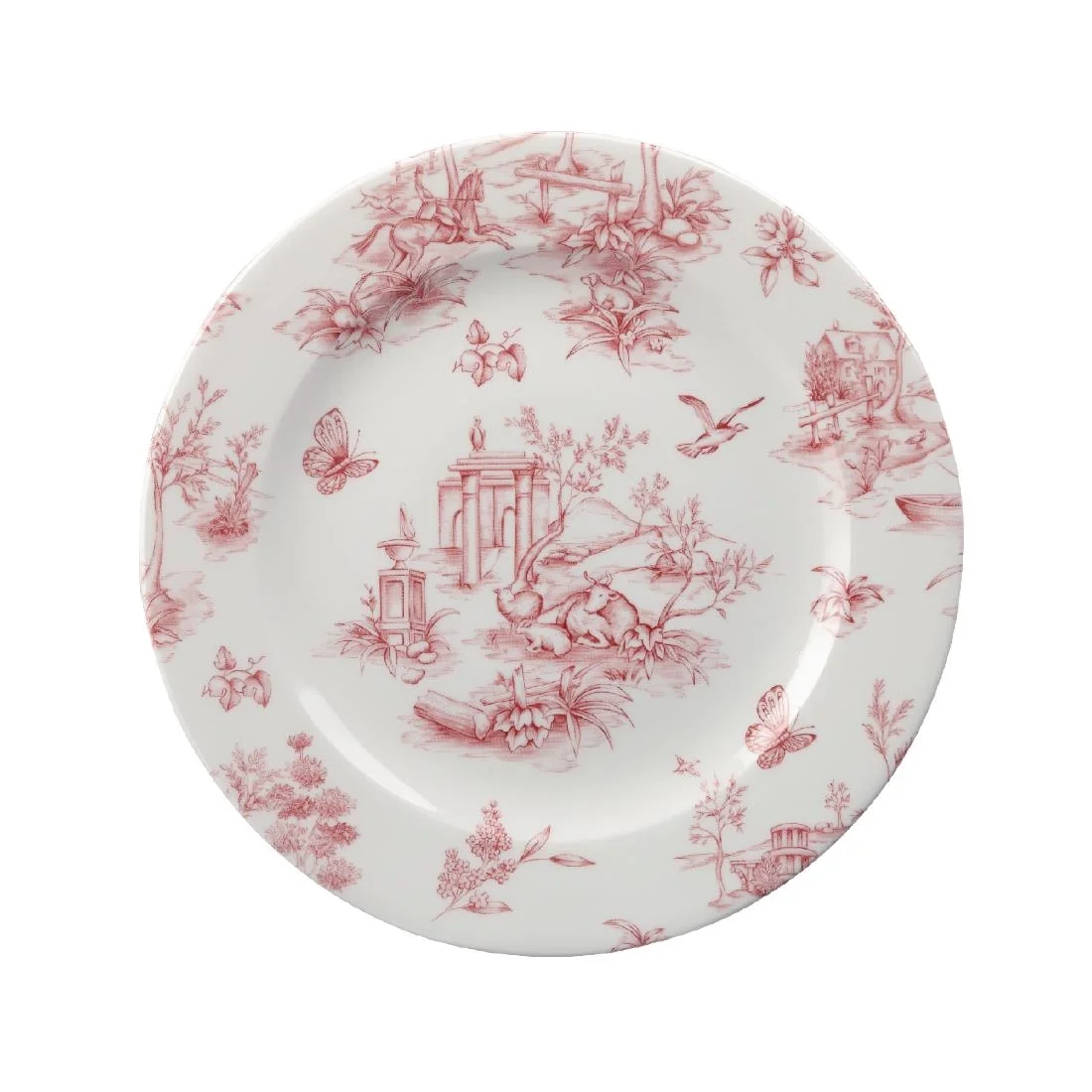 Churchill Vintage Prints Tea Plates Cranberry Toile Print 210mm - Image 1