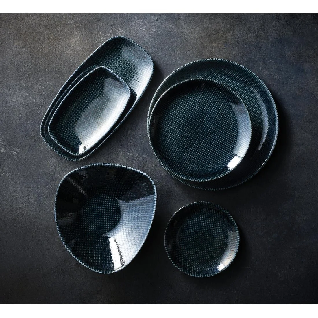Churchill Studio Prints Astro Metallic Blue Oblong Chefs Plates 178x 105mm (12 Pack) - Image 2