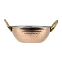 Olympia Copper Kadai Dish Stainless Steel Brass Handles 400ml - Image 3