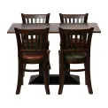 Turin Dining Table with 4 Manhattan Chairs in Dark Walnut with Shetland Smoke - Image 1