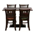 Turin Dining Table with 4 Manhattan Chairs in Dark Walnut with Shetland Scarlett - Image 1