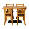 Turin Dining Table with 4 Manhattan Chairs in Soft Oak with Bison Bordeaux - Image 1