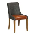 Bath Weathered Oak Dining Chairs with Smoke Back & Tan Seat (6 Pack) - Image 1