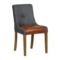 Bath Weathered Oak Dining Chairs with Sea Back & Tan Seat (6 Pack) - Image 1