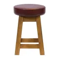 Everyday Wessex Weathered Oak Low Stool with Bison Espresso Seat (2 Pack) - Image 1