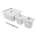 Vogue Stainless Steel Gastronorm Set 2x 1/6 and 2/3 with Lids - Image 1