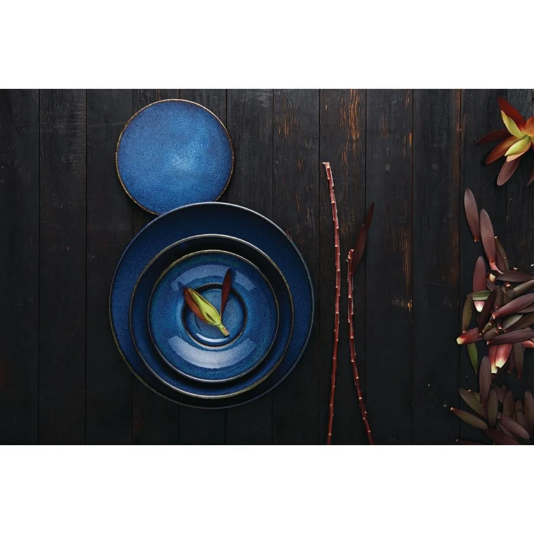 Rene Ozorio Wabi Sabi Rimmed Coupe Bowls Indigo 240mm (6 Pack) - Image 2