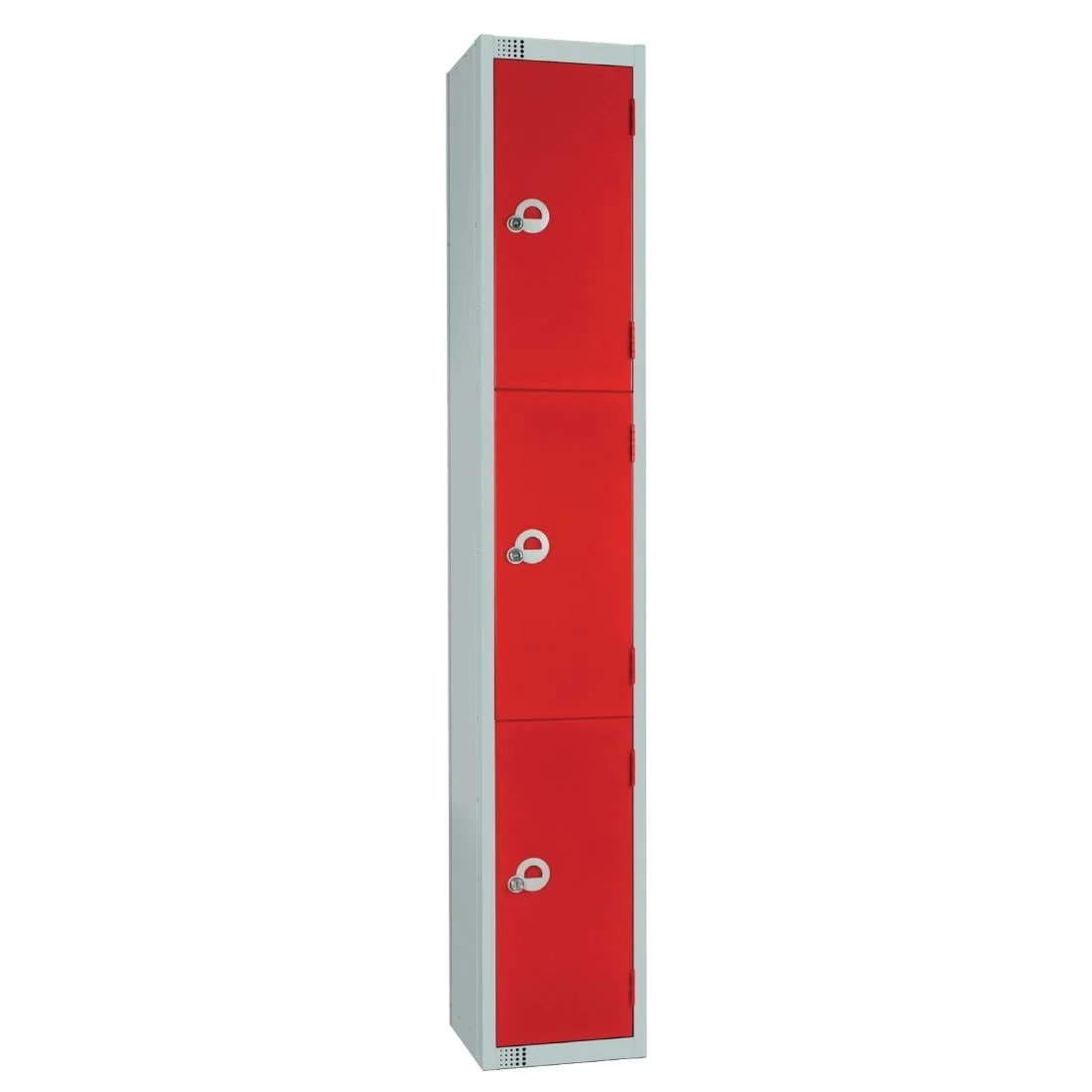 Elite Three Door Manual Combination Locker Locker Red with Sloping Top - Image 1