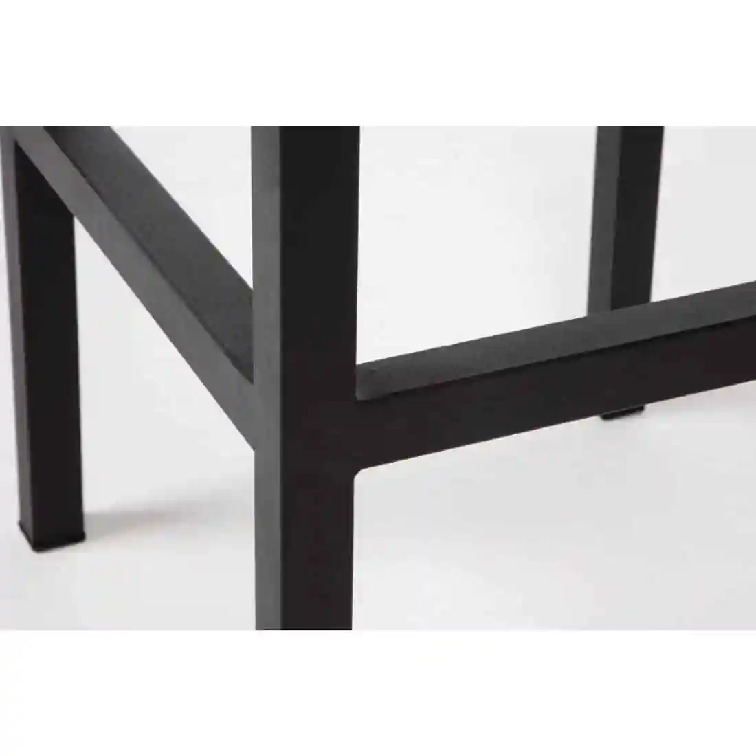 Bolero Black Steel & Acacia Wood Bar Stools (Pack of 2) - Image 6