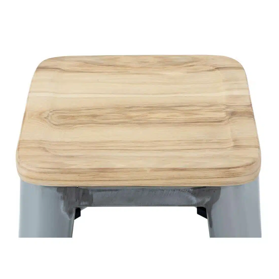Bolero Bistro High Stools with Wooden Seat Pad Galvanised Steel (Pack of 4) - Image 5