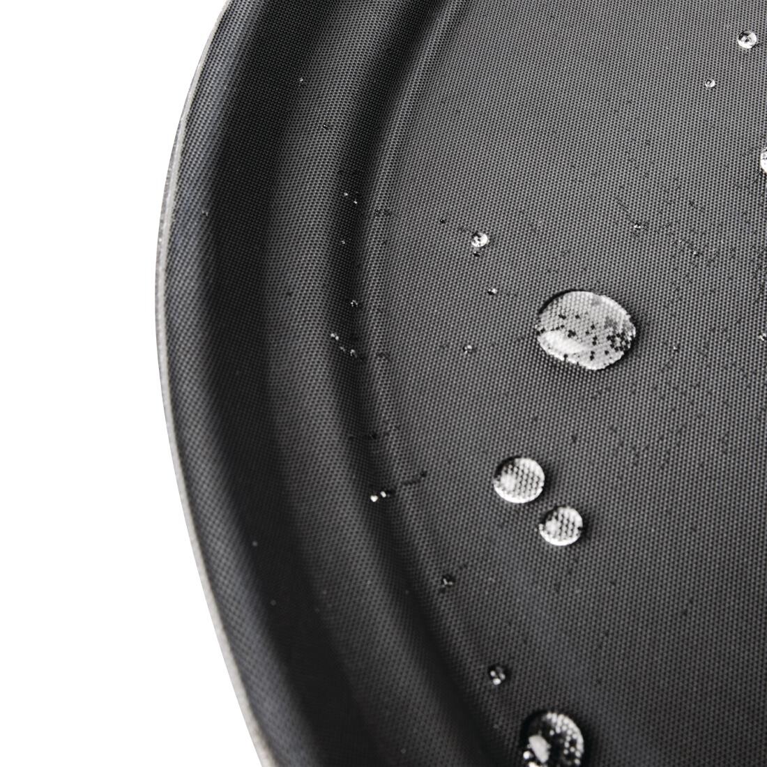 Kristallon Plastic Oval Non Slip Tray Black 27 x 22 in