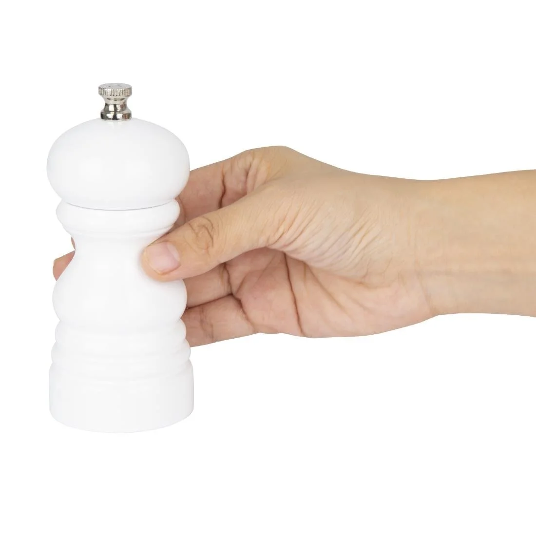 Olympia Salt Or Pepper Grinder White Hevea Wood 125mm - Image 5