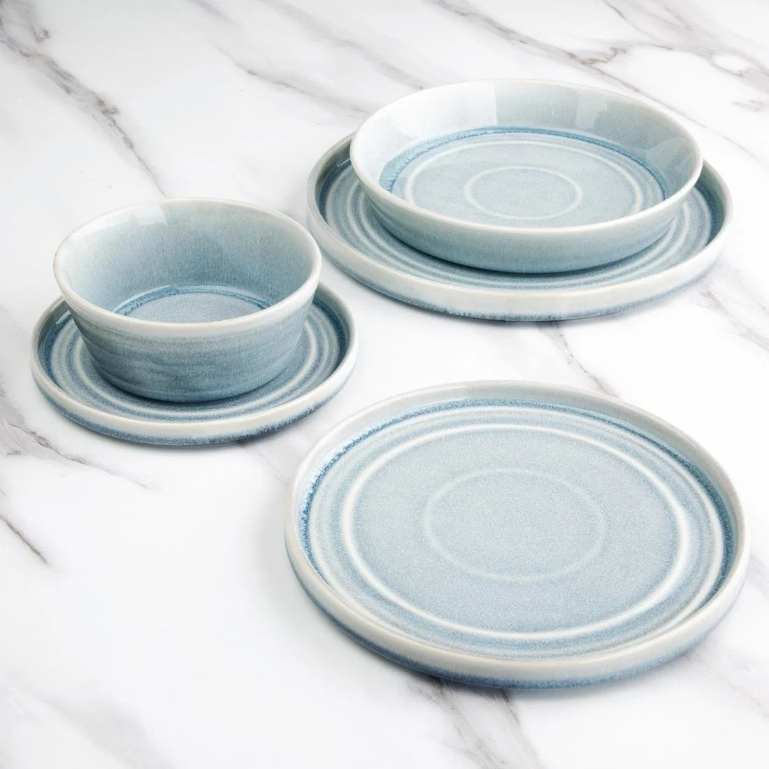 Olympia Cavolo Flat Round Plates Ice Blue 270mm (4 Pack) - Image 3