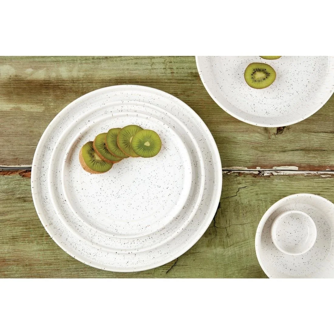 Olympia Cavolo Flat Round Plates White Speckle 180mm (6 Pack) - Image 2