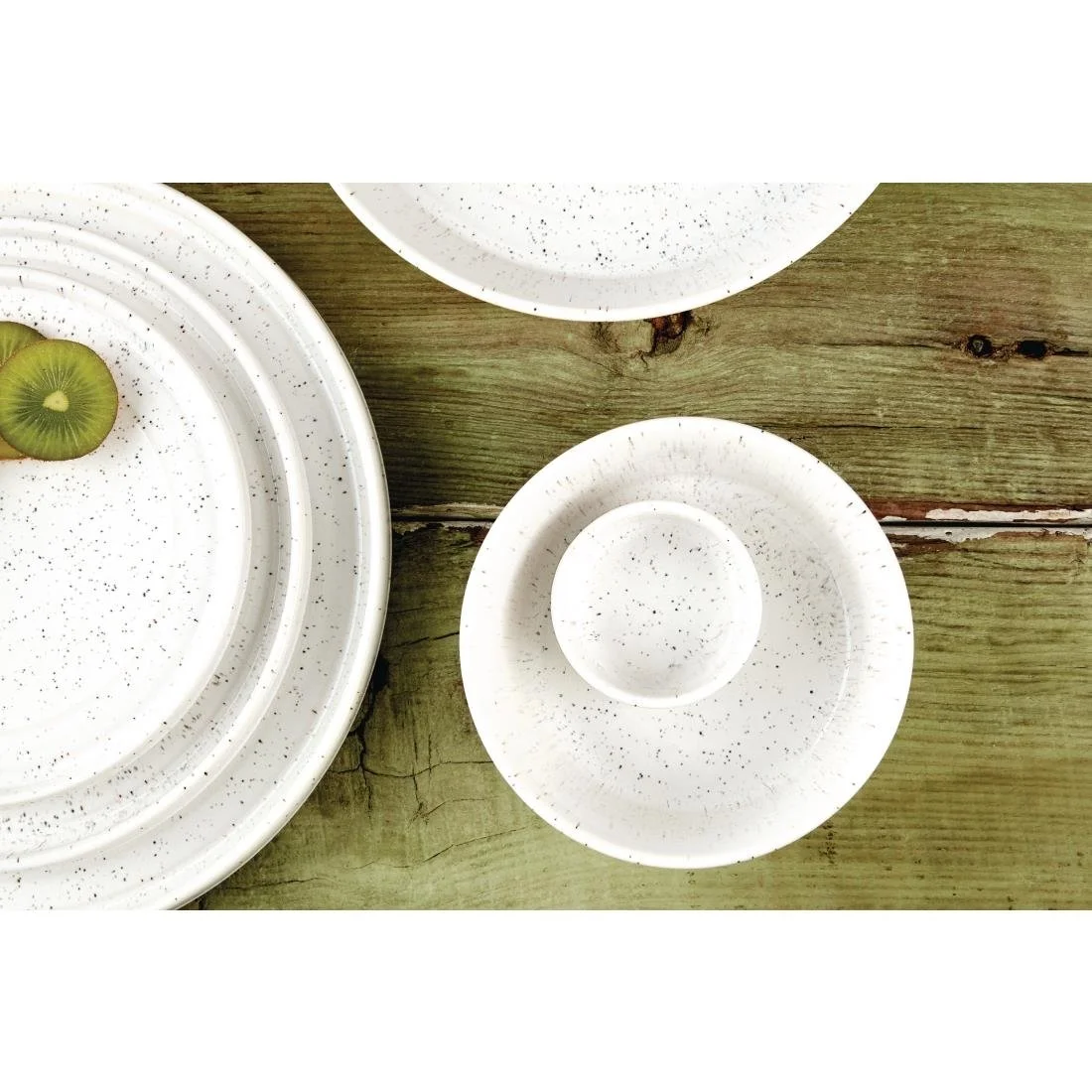 Olympia Cavolo Flat Round Plates White Speckle 180mm (6 Pack) - Image 5