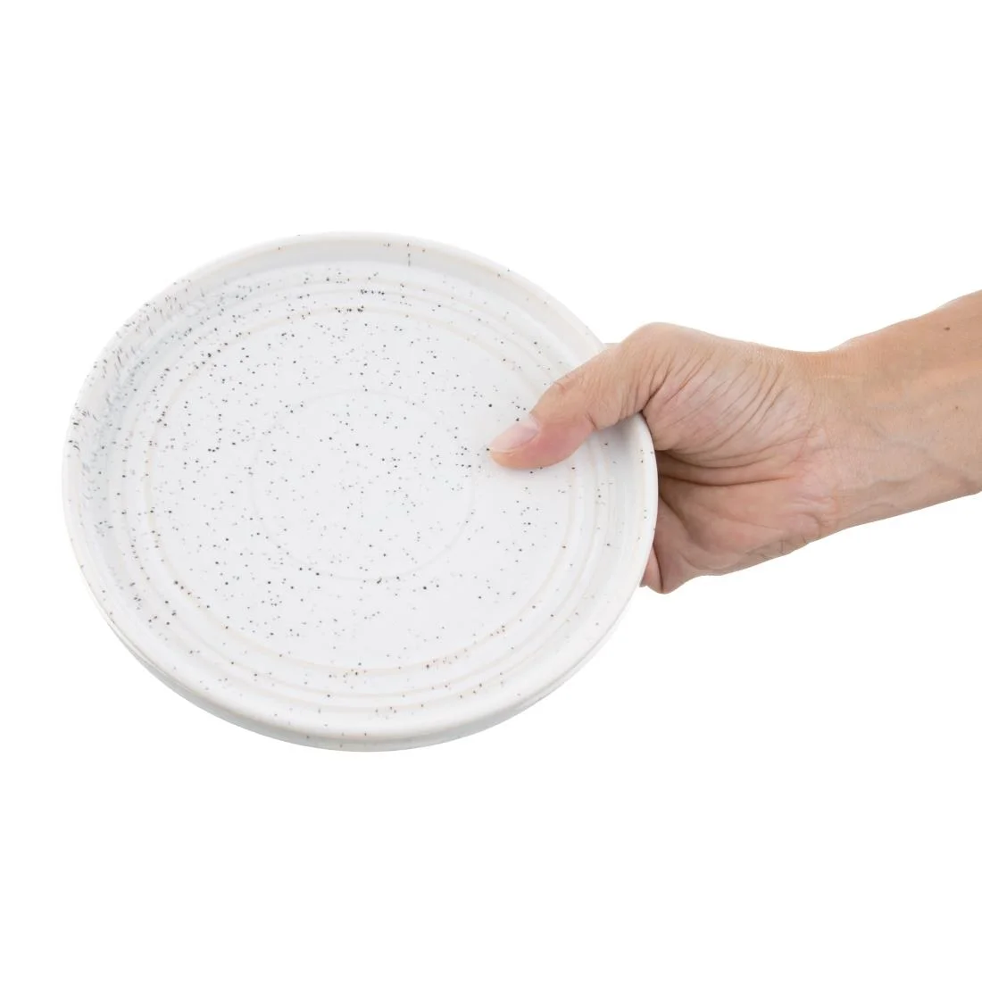 Olympia Cavolo Flat Round Plates White Speckle 180mm (6 Pack) - Image 7