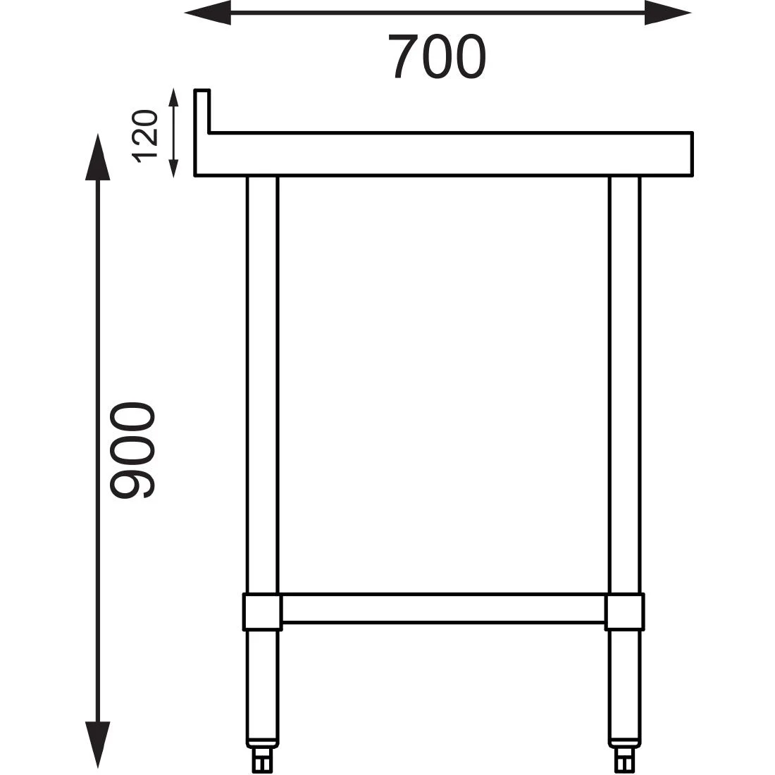 Vogue Stainless Steel Table with Upstand 1500mm