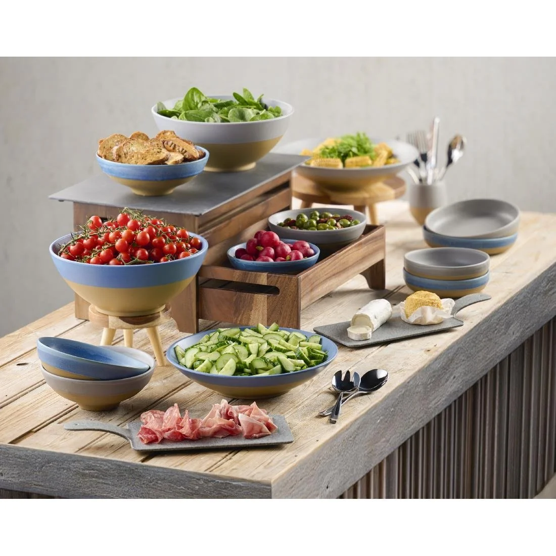 Churchill Emerge Melamine Oslo Blue Deep Serving Bowls 285mm (4 Pack) - Image 4