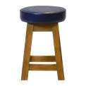 Everyday Wessex Weathered Oak Low Stool with Bison Midnight Seat (2 Pack) - Image 1