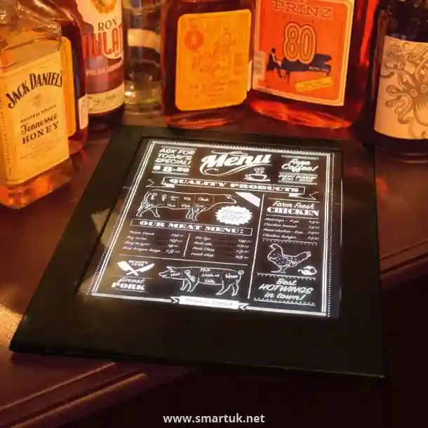Illuminated LED personalised menu covers