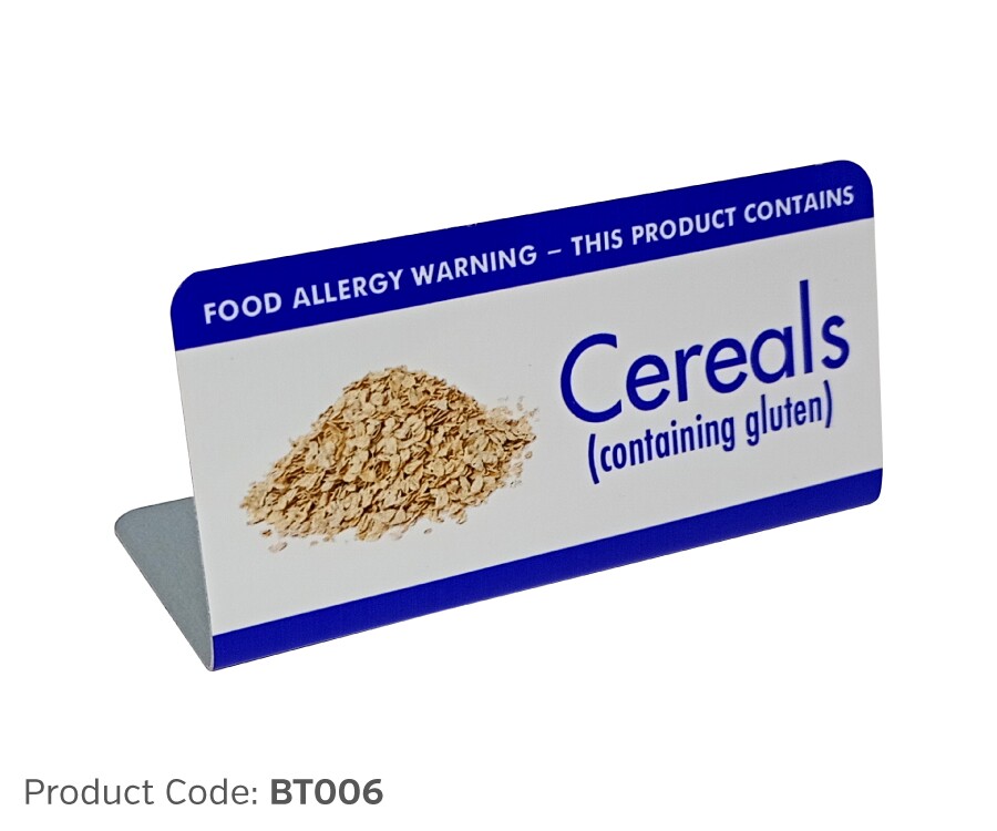 Cereals Containing Gluten Food Allergy Buffet Tent Notices