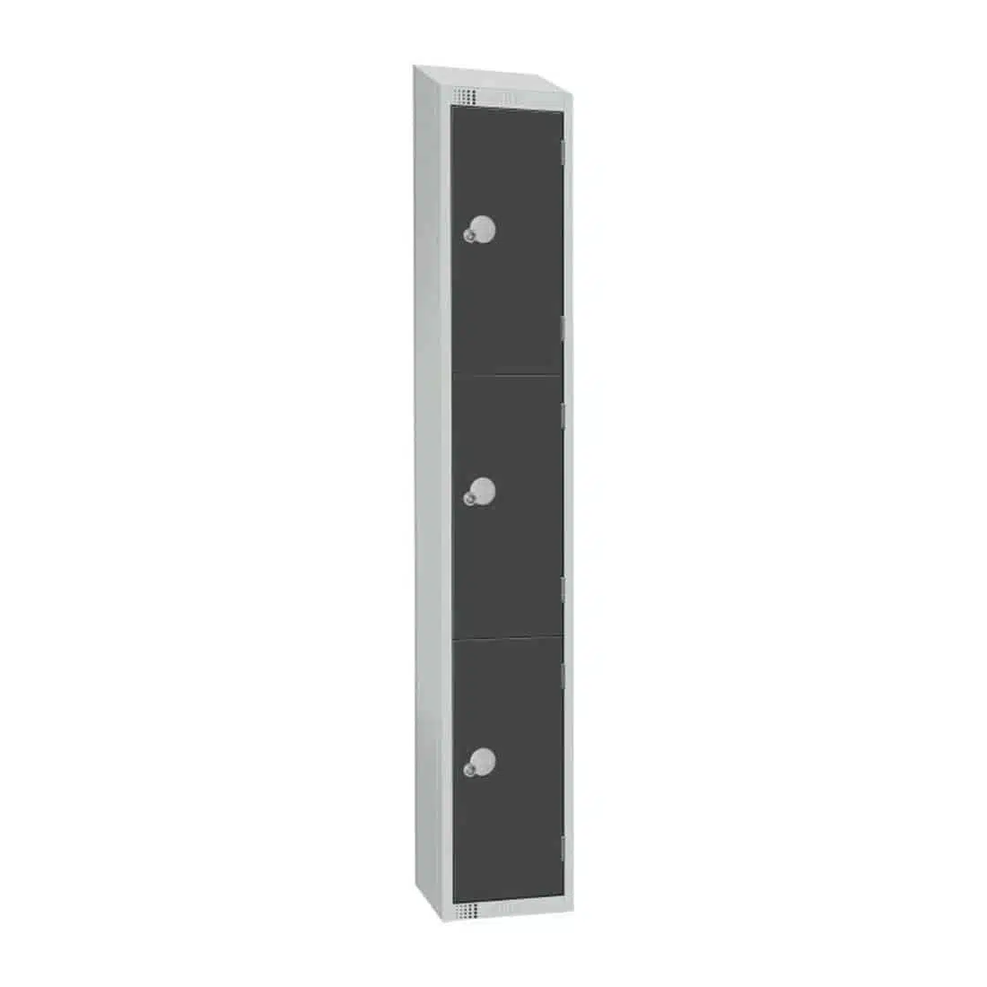 Elite Three Door Coin Return Locker with Sloping Top Graphite Grey