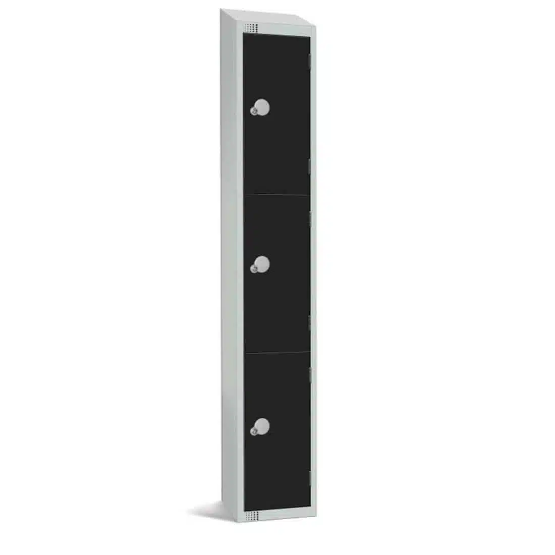 Elite Three Door Coin Return Locker with Sloping Top Black